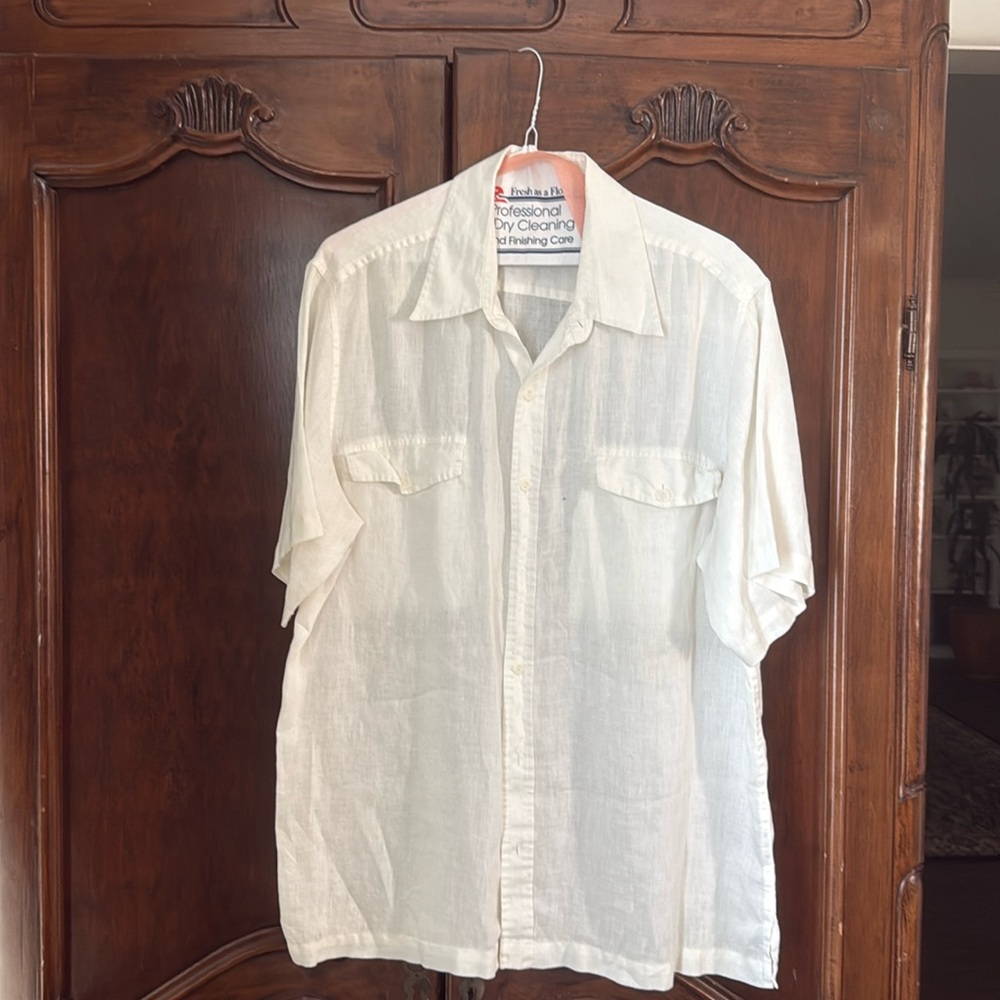 Reunion 100% Linen Button Down Shirt L
